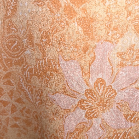 House of Harlow 1960 Peach Blush Pink Floral Print Tie Neck Ruffle Sleeve Top  M - Picture 11 of 15